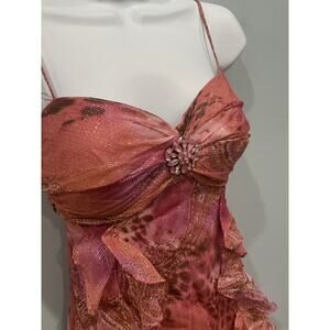 Ignite Womens Silk Ruffle Front Y2K Fairy Spaghetti Strap Maxi Dress Prom Formal